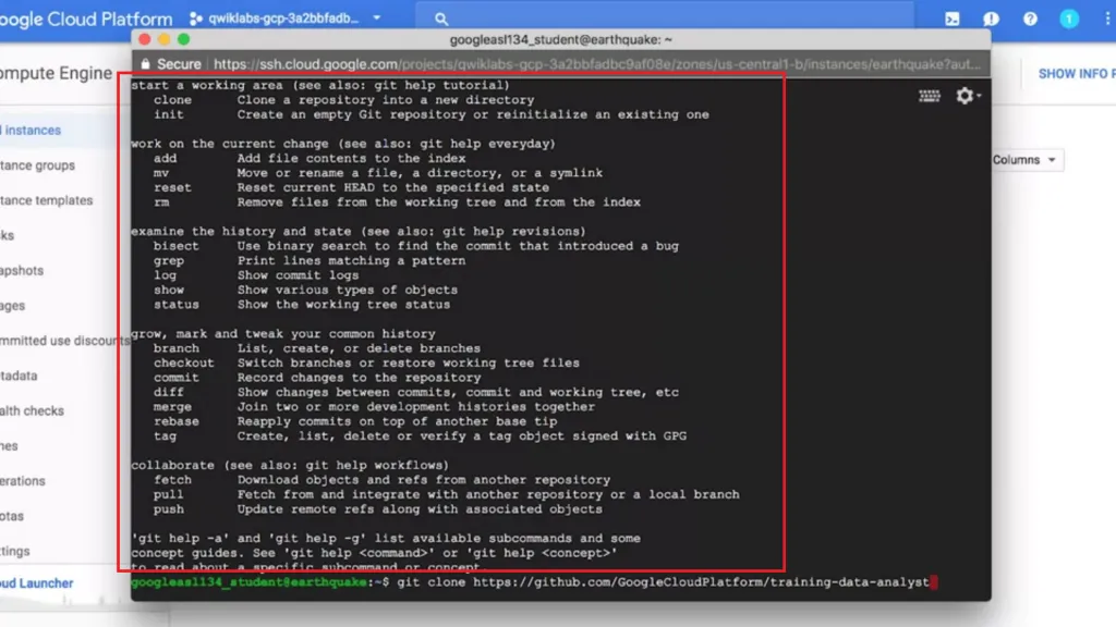 【Google ML】10 - Lab 1 - Rent-a-VM to process earthquake data - 在google雲端上分析地震資料與製圖，並儲存在雲端