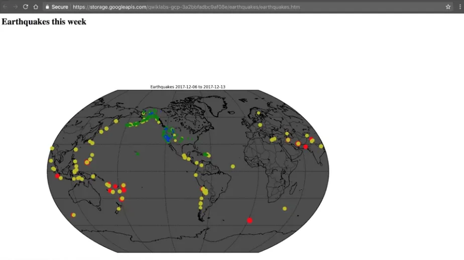【Google ML】10 - Lab 1 - Rent-a-VM to process earthquake data - 在google雲端上分析地震資料與製圖，並儲存在雲端