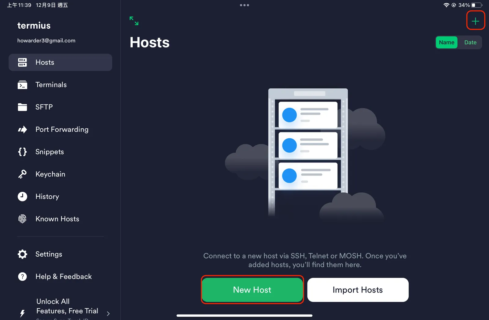 【IOS】在 iphone, ipad 上透過 Termius 執行 ssh，連線至遠端的 terminal